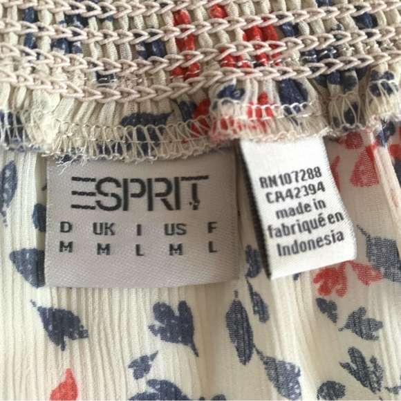 Esprit Peasant Boho Sheer Tie Neck Blouse/Top Sz M - Picture 6 of 10